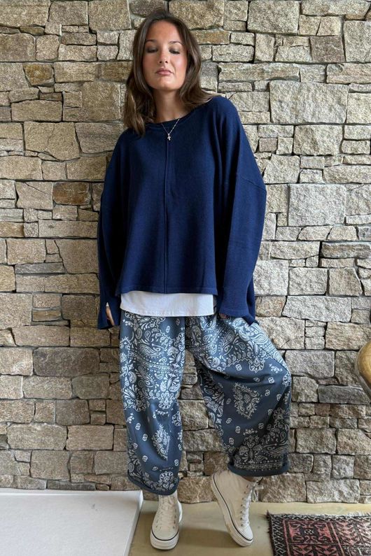 Frankie Waffle Box Knit French Navy /25=